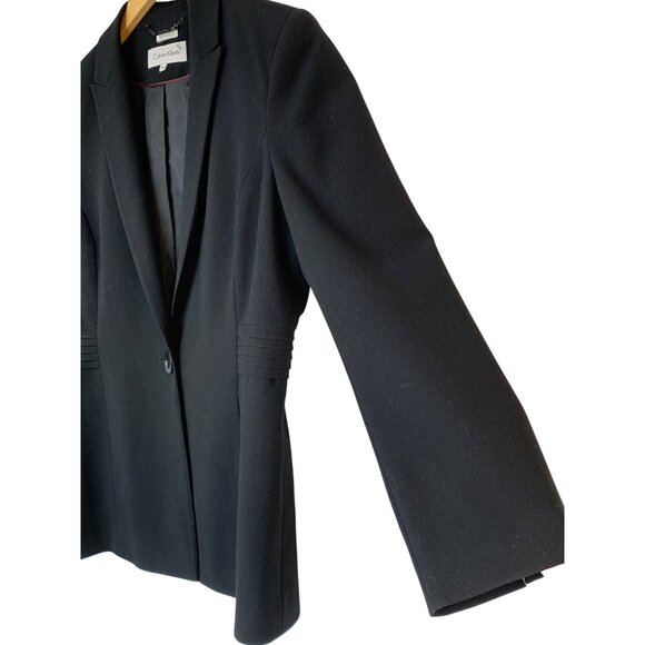 Calvin Klein Womens Black Stretch Blazer Size 8 Pleat Waist  RA10059 Career - Picture 6 of 9